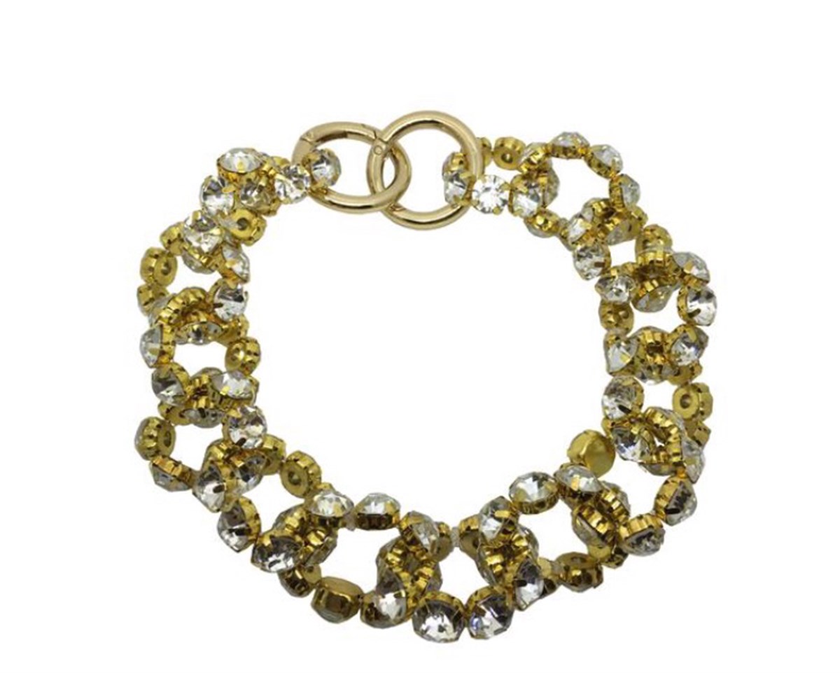 SILVER-GOLD HALKALI KRİSTAL  KOLYE