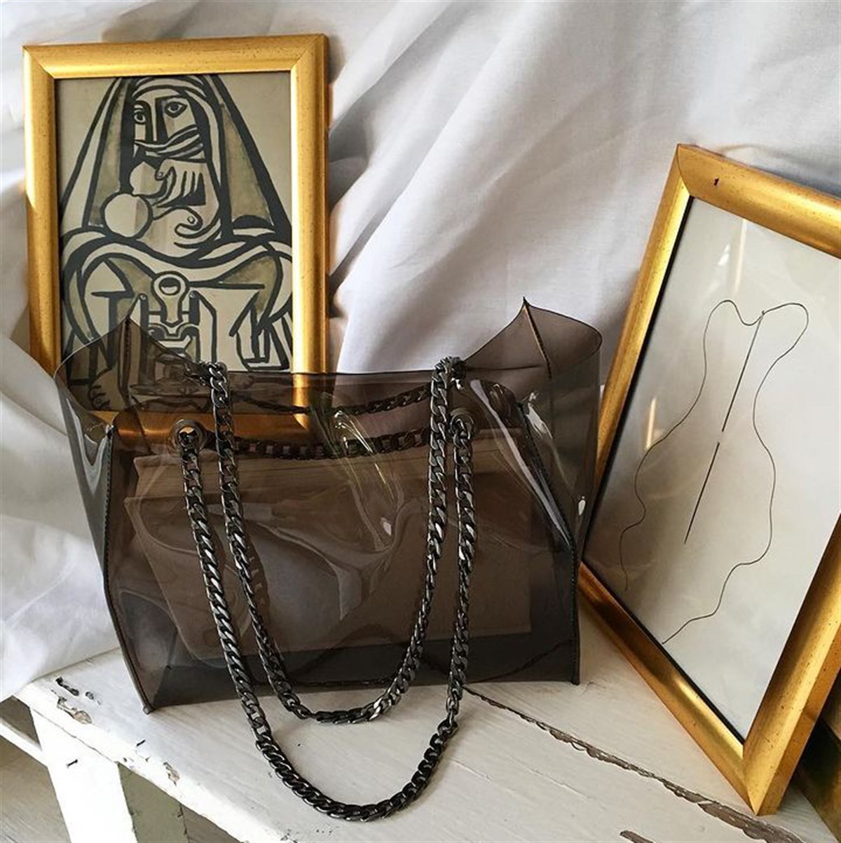 MİNİ ZİNCİRLİ ŞEFFAF ÇANTA