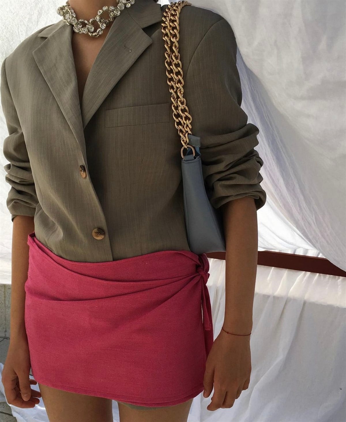 PEMBE KETEN MİNİ ETEK