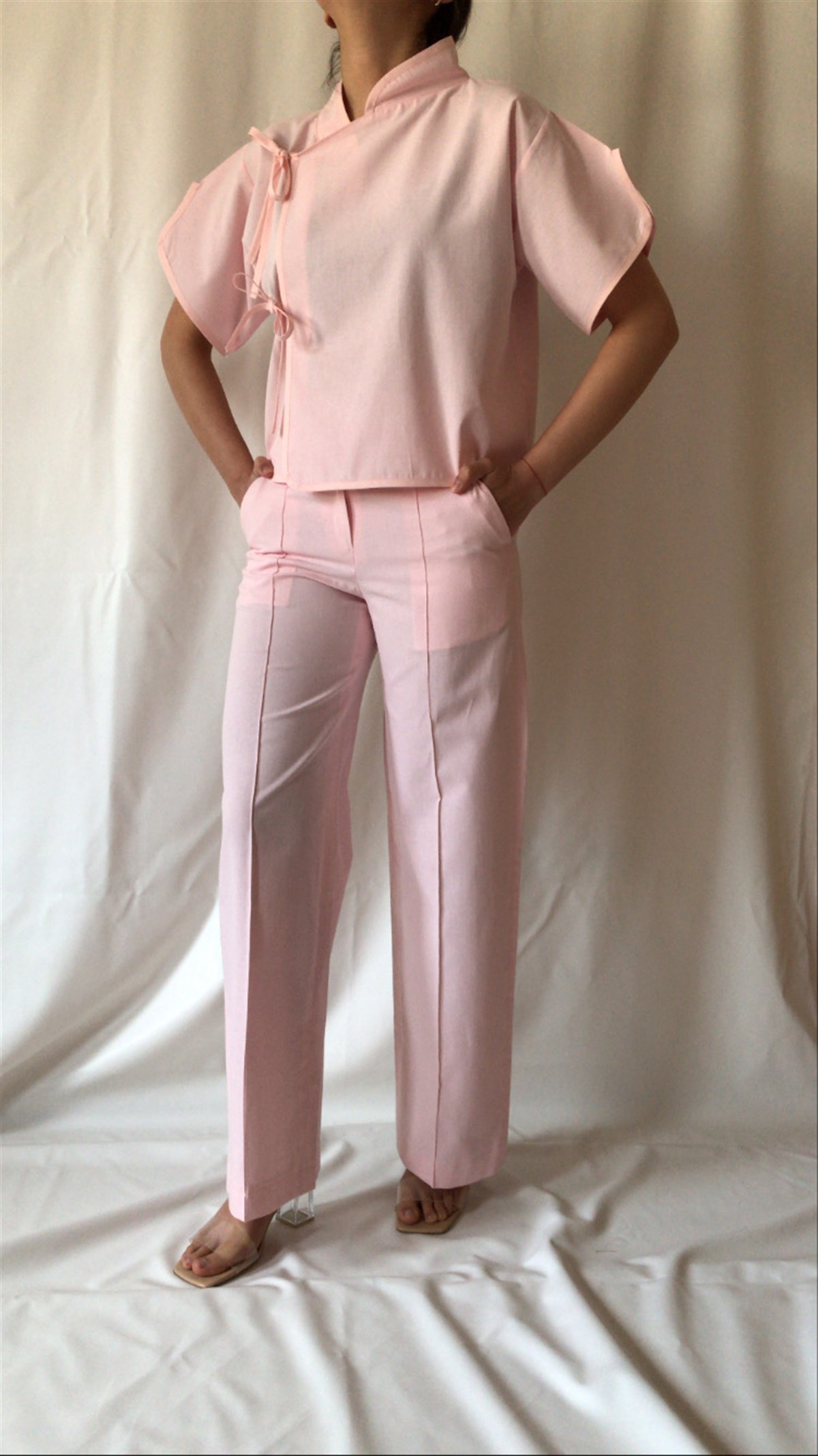 SOFT PEMBE KETEN PANT SUIT