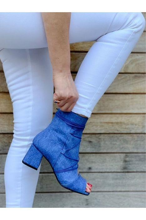SMİLE KOT BAGCIKLI 5 CM TOPUKLU YAZLIK BOT