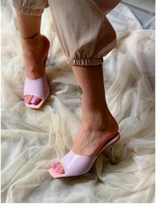irmona Chıva Şeffaf Lila Topuklu Terlik Ayakkabı