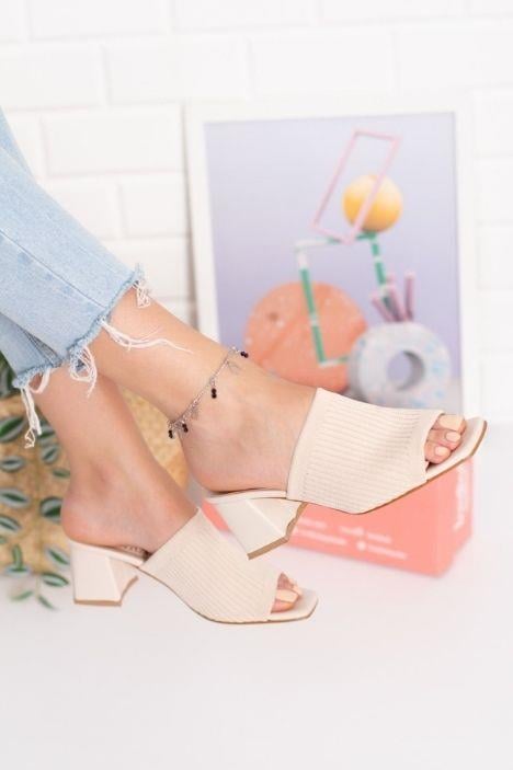 Angel Bej Triko 5 cm Ökçe Terlik