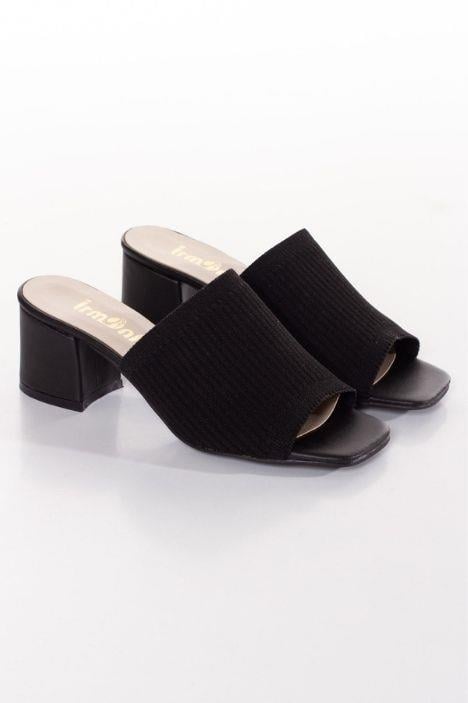 Angel Siyah Triko 5 cm Ökçe Terlik