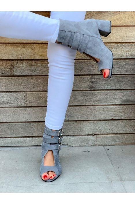 ELLAS GRİ DANA SÜET TOKALI YAZLIK BOT SANDALET