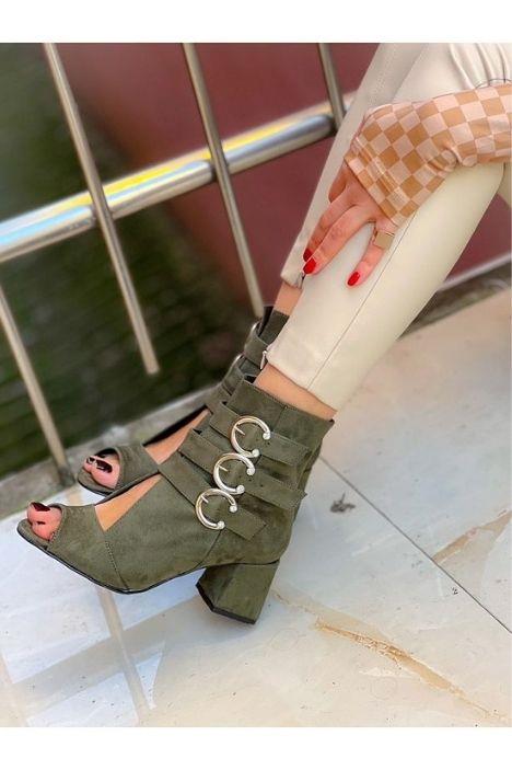 ELLAS HAKİ DANA SÜET TOKALI YAZLIK BOT SANDALET