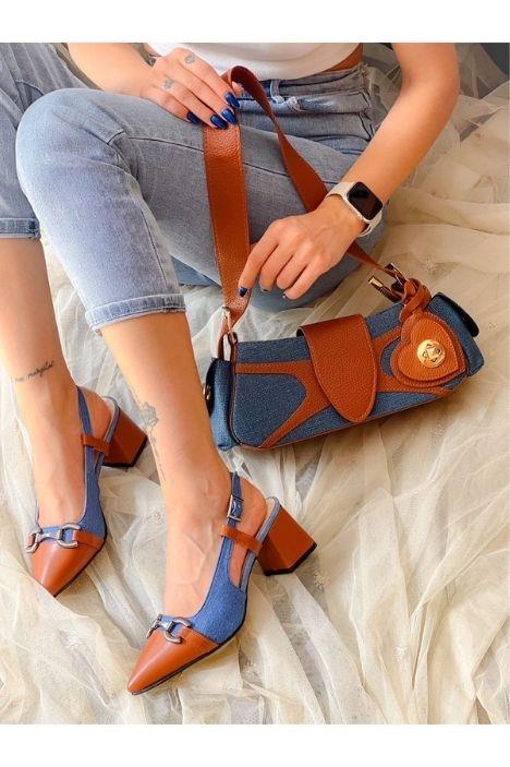 MARTIN KOT TABA DERI TOKALI TOPUKLU SANDALET AYAKKABI