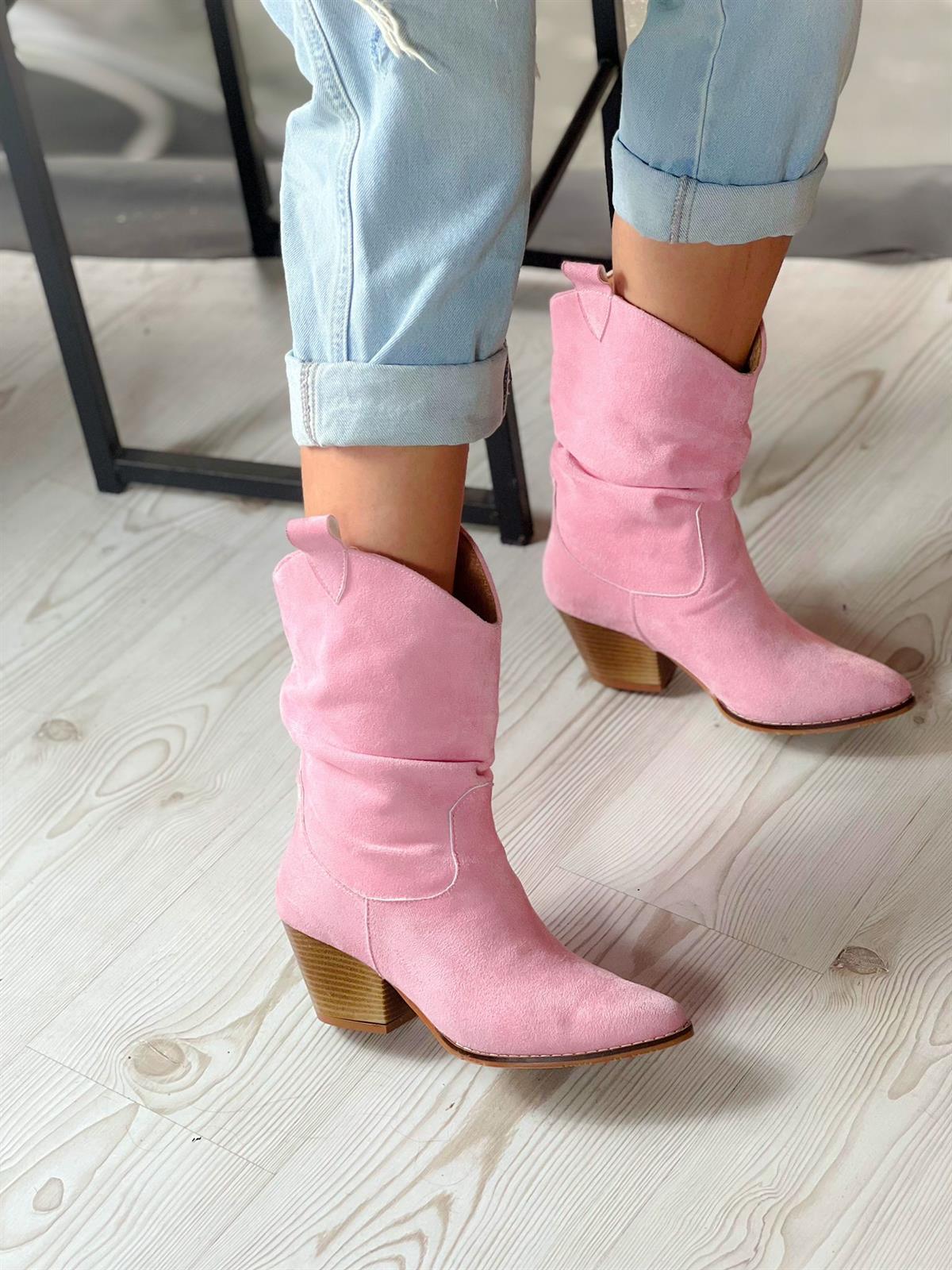 TOKYO PEMBE SÜET KÖRÜKLÜ DALLAS KISA BOT