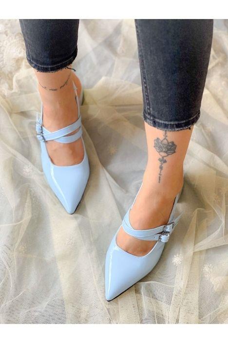 VERONİKA BEBEK MAVİ RUGAN 2 TOKALI KISA ÖKÇE SANDALET