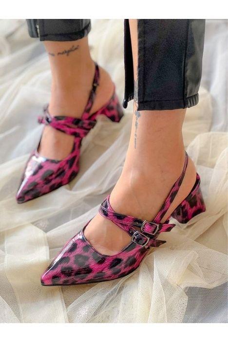 VERONİKA PEMBE LEOPAR RUGAN 2 TOKALI KISA ÖKÇE SANDALET