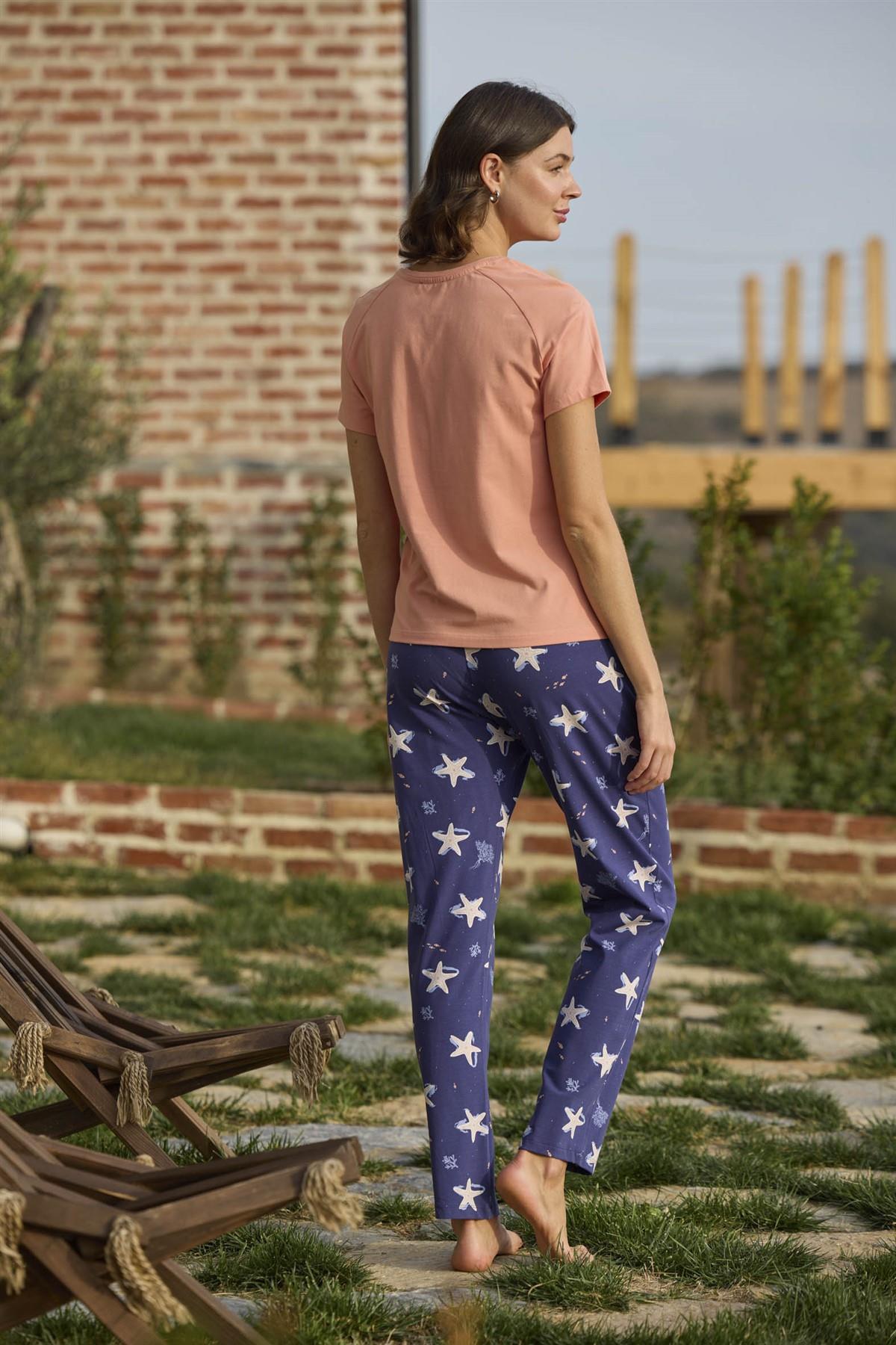 Deniz Yıldızı Desenli ve Baskılı Önü Düğmeli 