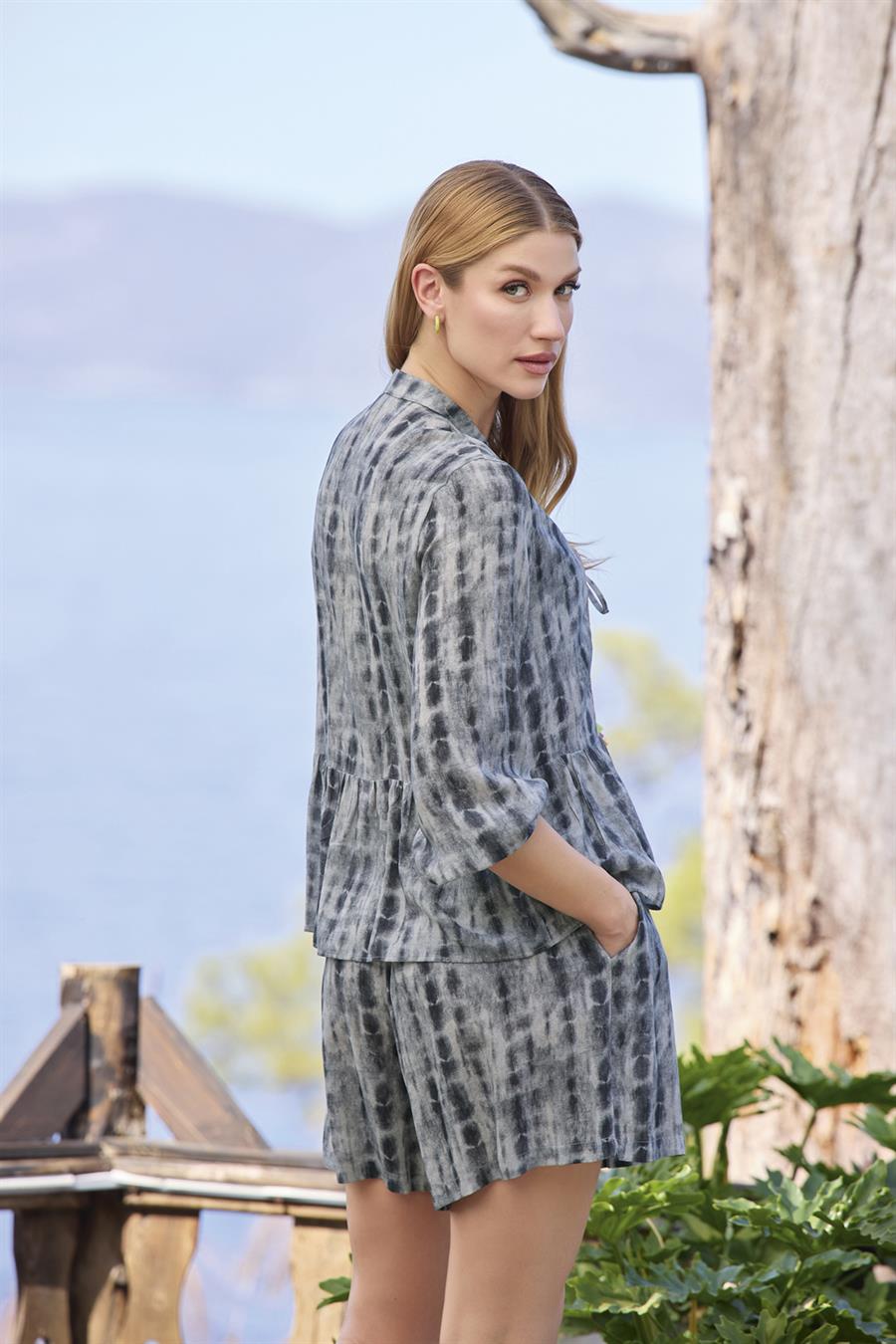 Desenli Truvakar Kollu V Yaka Alt Üst Takım