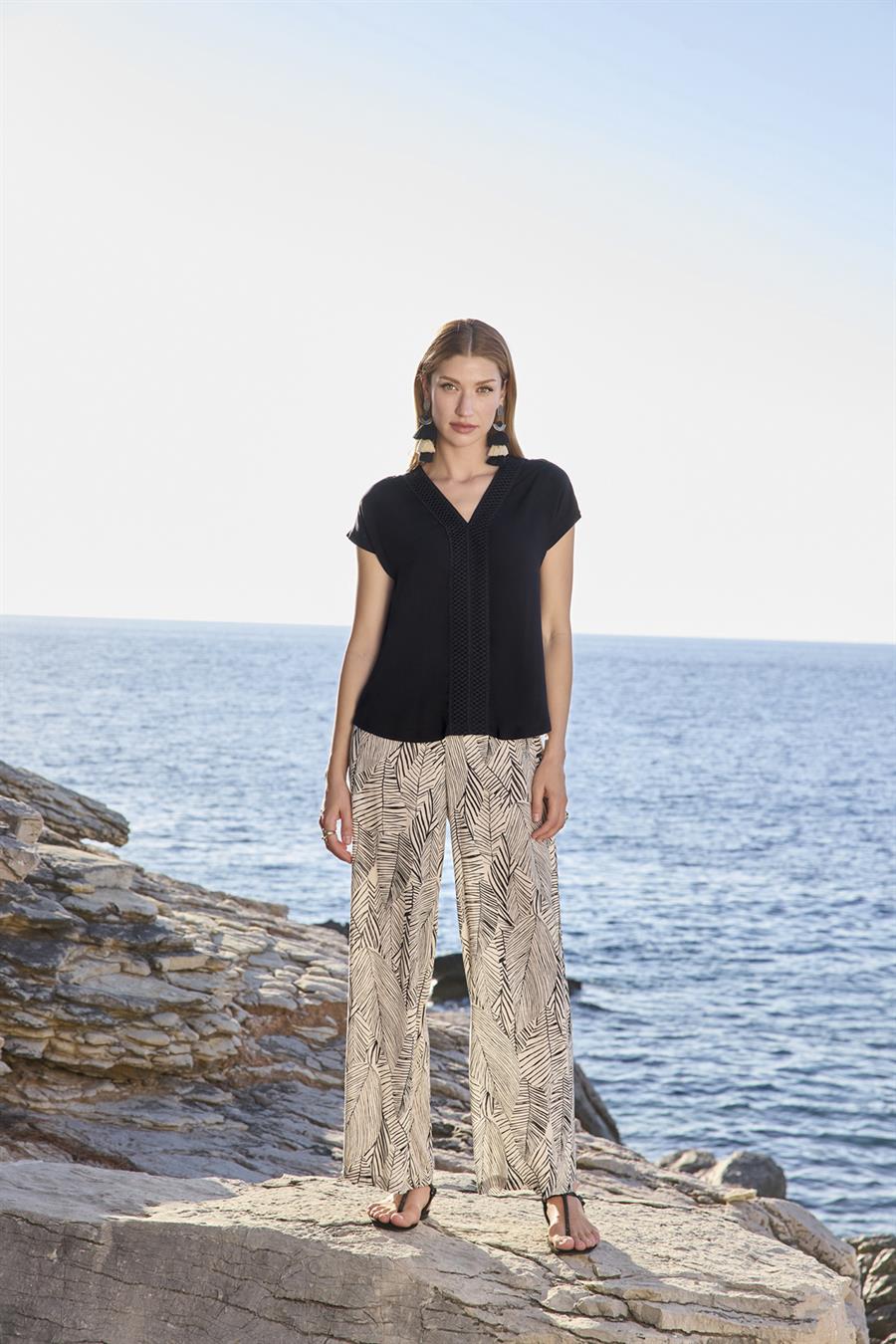 Çizgi Desenli Kısa Kollu V Yaka Alt Üst Takım