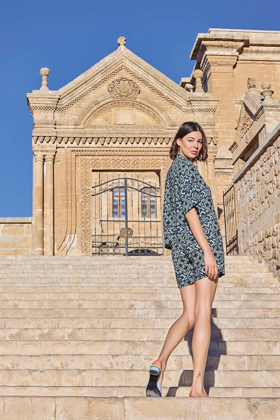 Etnik Desenli Truvakar Kollu Alt Üst Takım