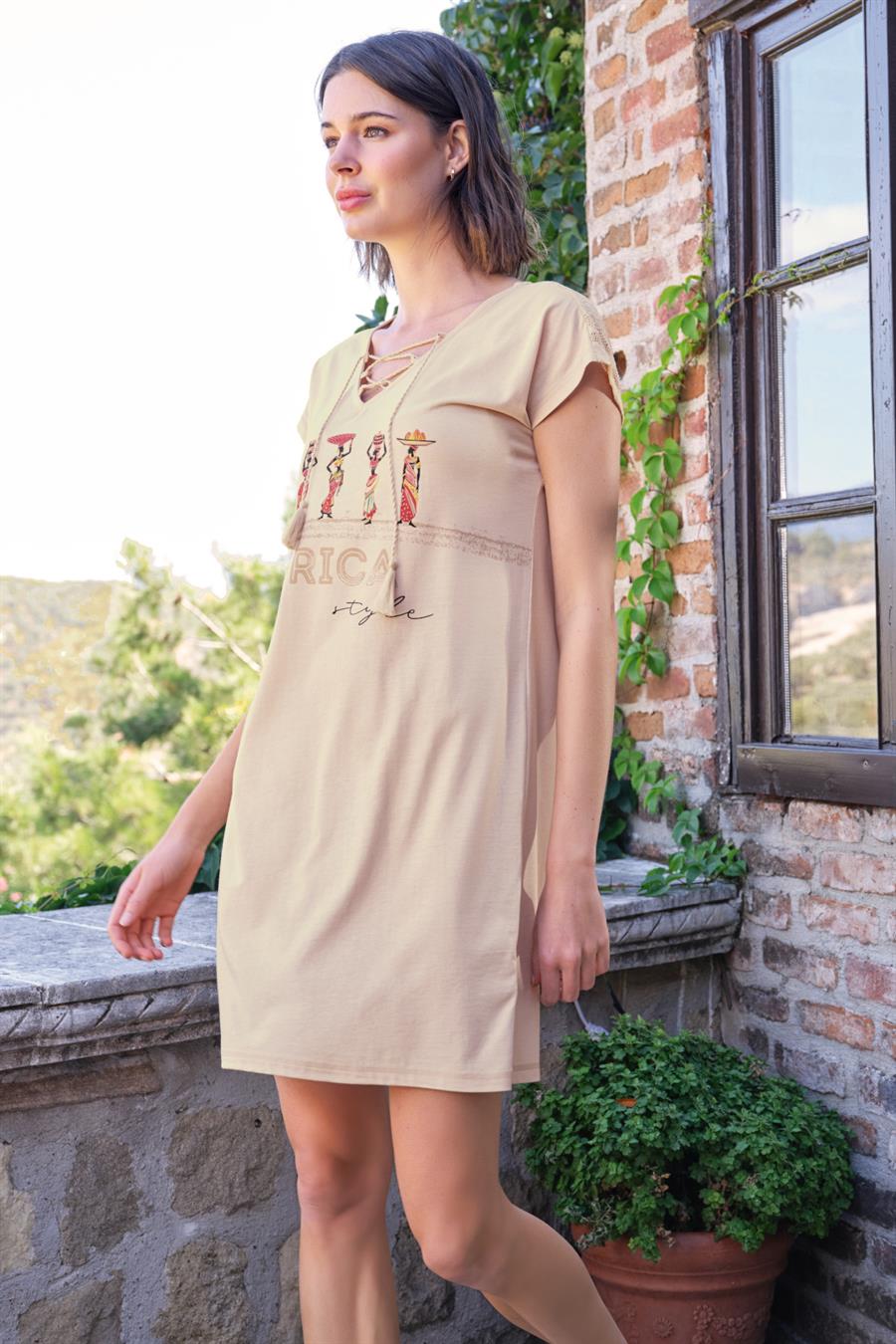 Afrika Etnik Baskılı Dantelli 