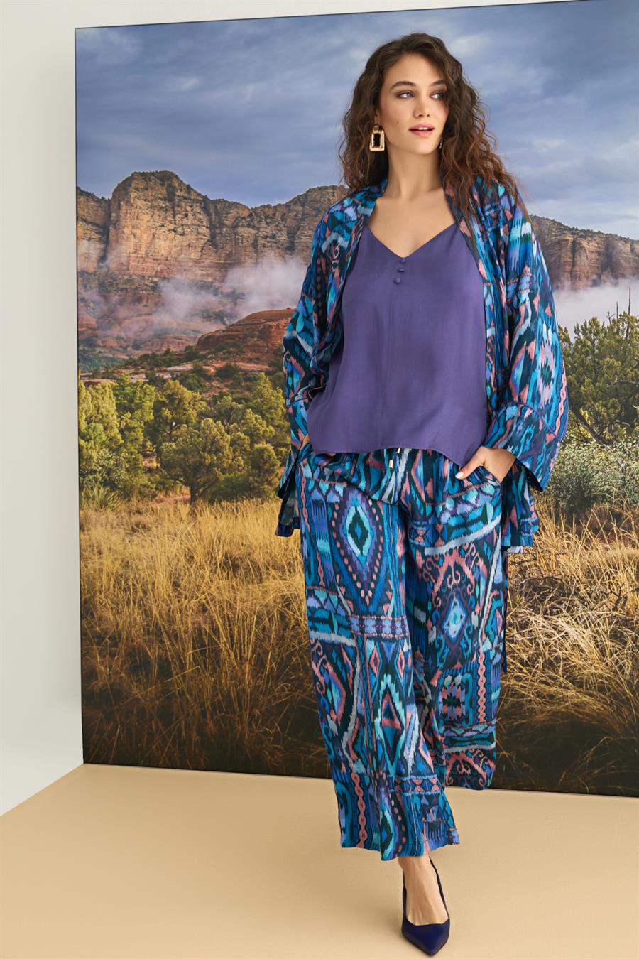 Etnik Desenli 3lü Pijama Takımı