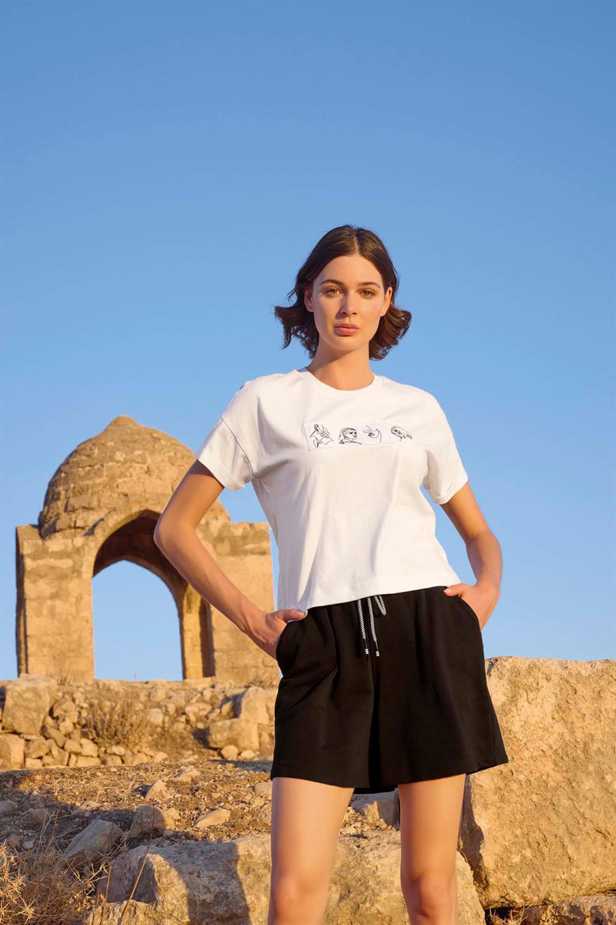 Kısa Kollu Baskılı Alt Üst Takım