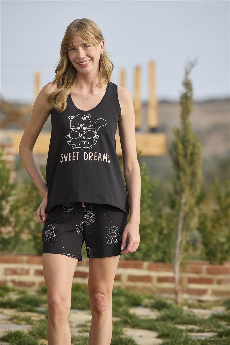 Kedi Desenli ve Basklılı 