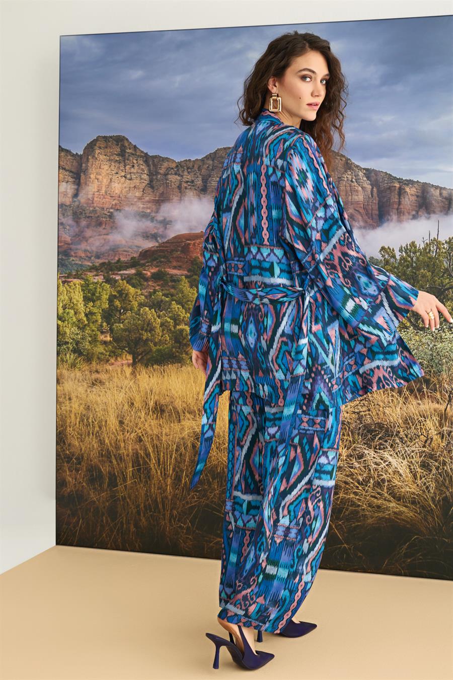 Etnik Desenli 3lü Pijama Takımı