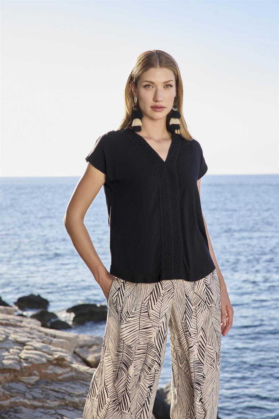 Çizgi Desenli Kısa Kollu V Yaka Alt Üst Takım