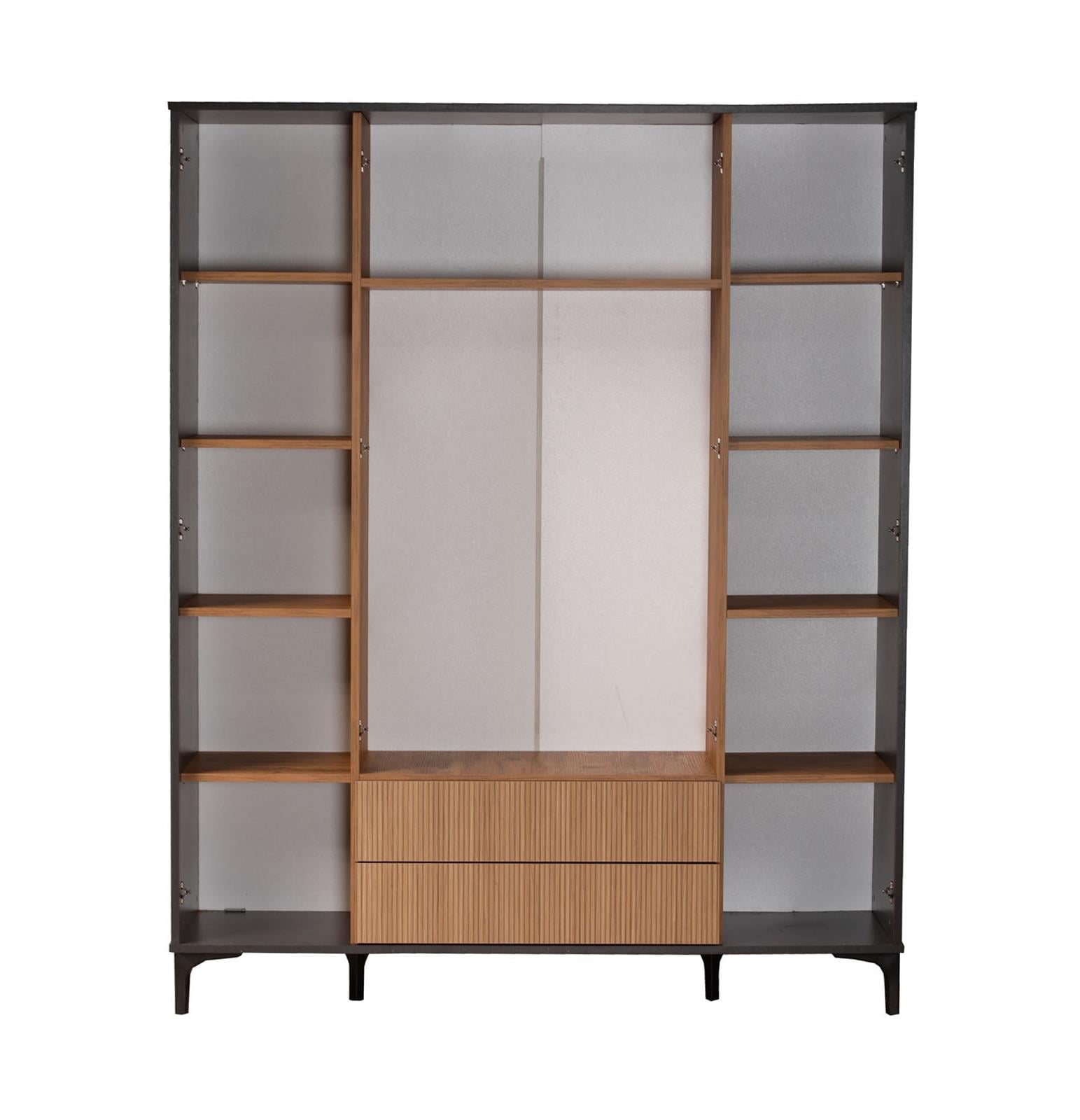 Cagiz DLP.1016 Neva 4 Kapaklı Dolap Antrasit-Meşe