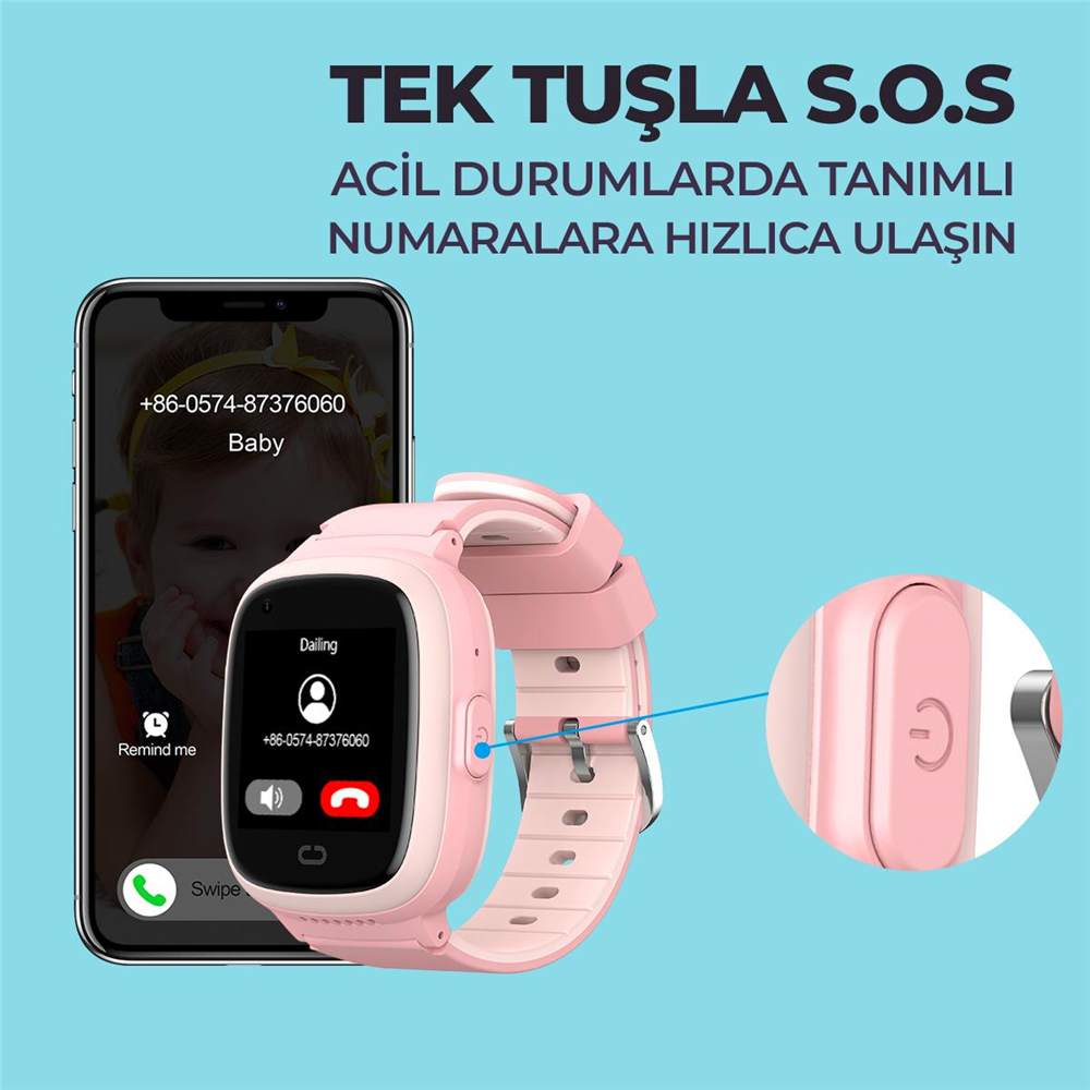 Havit KW11 4G Sim Kartlı Akıllı Çocuk Saati Pembe/Mavi