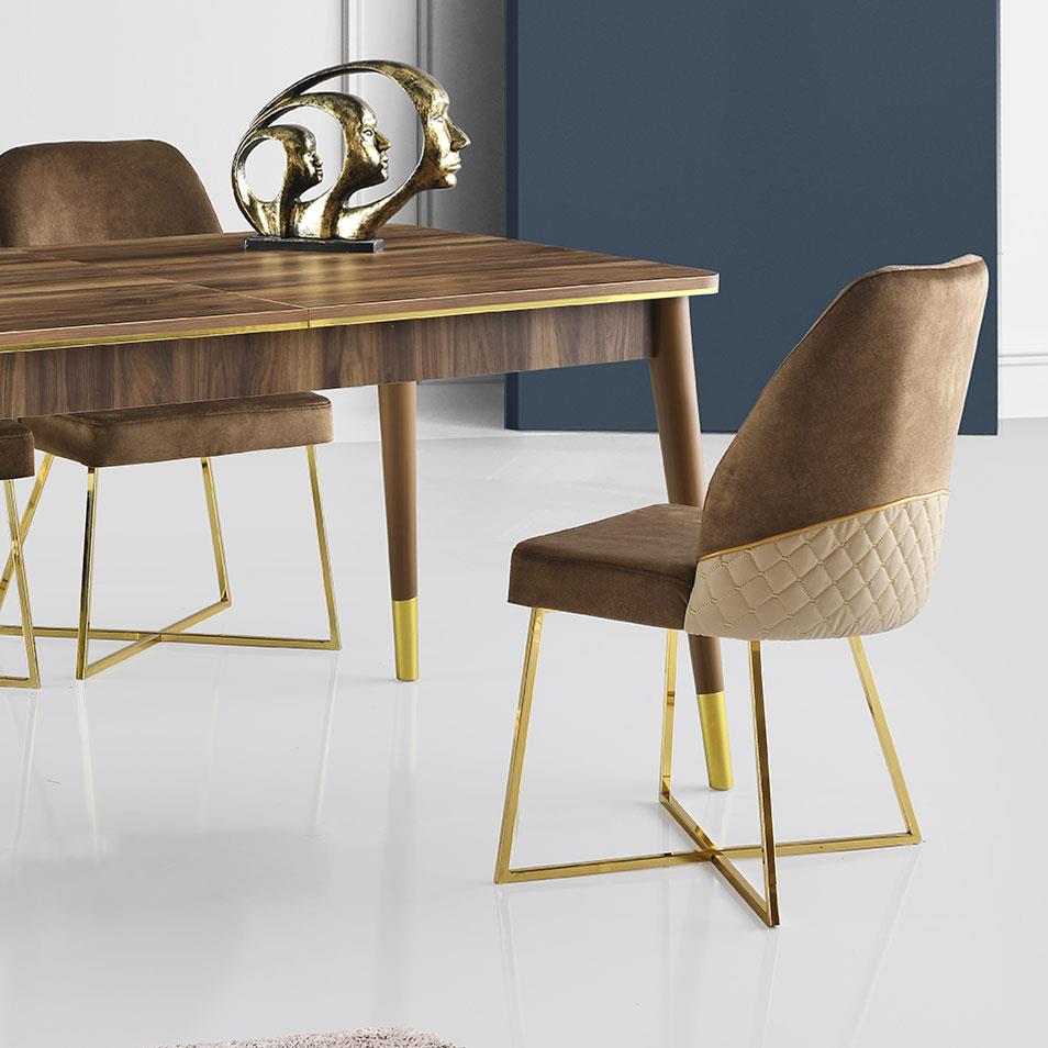 Karatas Mr-901 Madrıd Sandalye D-05 Derı: Krem/ Gold