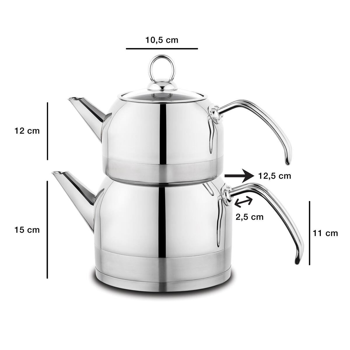 Schafer Ada Metal Çaydanlık Takımı (Büyük) 4 Parça Inox06