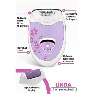 Goldmaster Linda Şarjlı 2 İn 1 Epilatör Ve Topuk Törpüsü Seti Epilasyon Cihazı