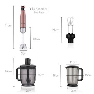 Korkmaz A449-01 Performix Mega Rosagold Blender Set