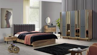 Marcabella Toprak 6 Kapılı Dolap Yatak Odası Takımı - Başlıklı