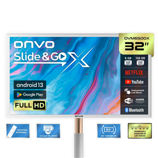 Onvo 32OVM6500X 32' 82 Ekran Slide&GoX Hareketli Android 13 Smart LED Ekran