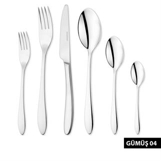 Schafer Hamburg 72 Parça Çatal Kaşık Bıçak Takımı Gümüş-03-04