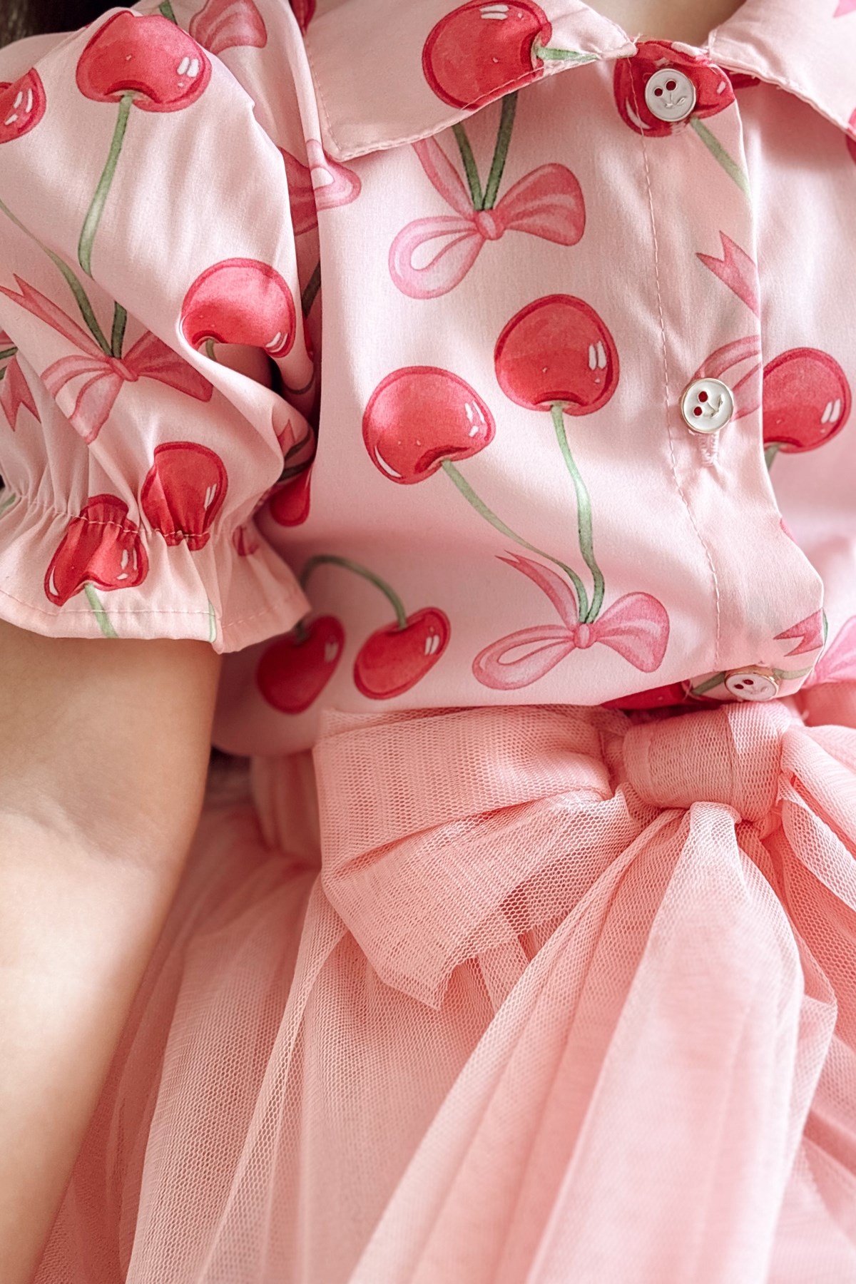 Cherry Dream Etek Gömlek Takım 🍒 Pembe