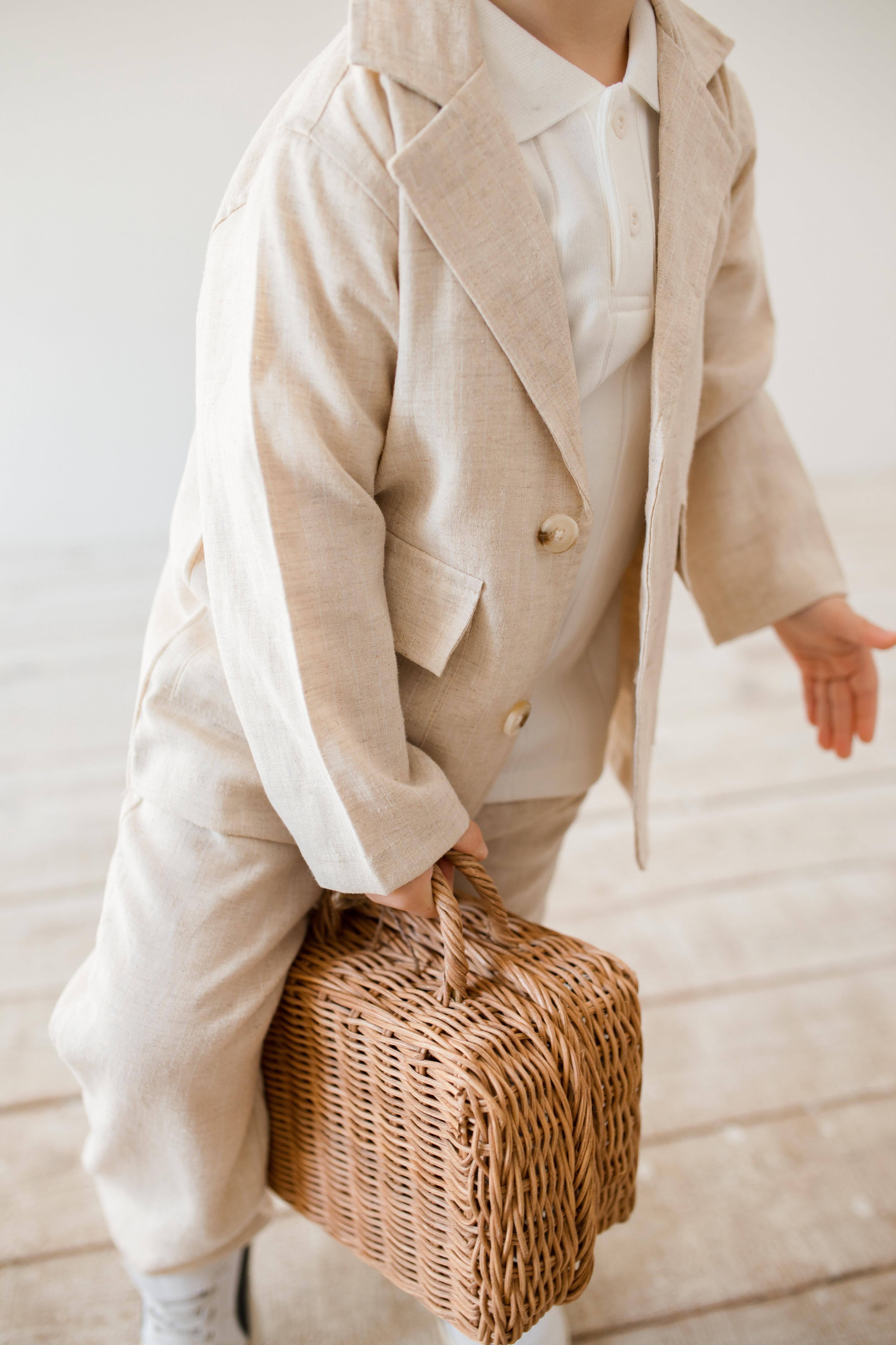 Erkek Çocuk Keten Ceket Bej