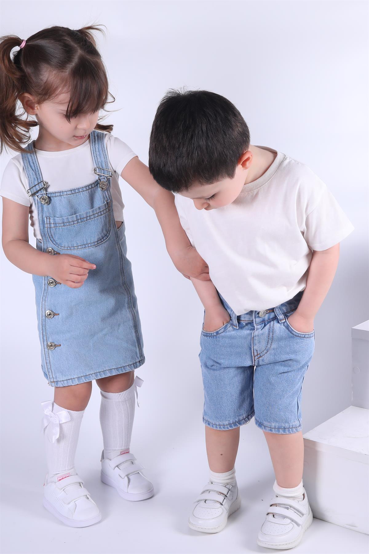 Kot Şort Unisex Mavi