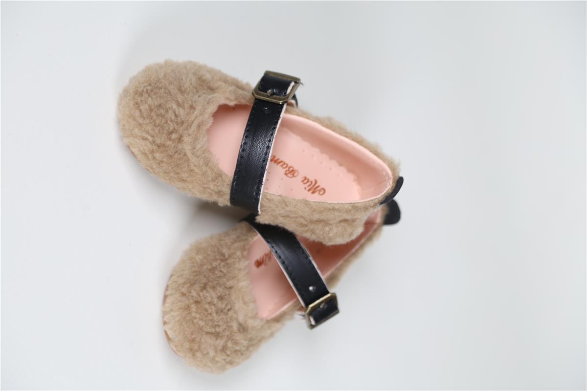 Peluş Kemer Detaylı Kız Çocuk Ayakkabı Kahverengi
