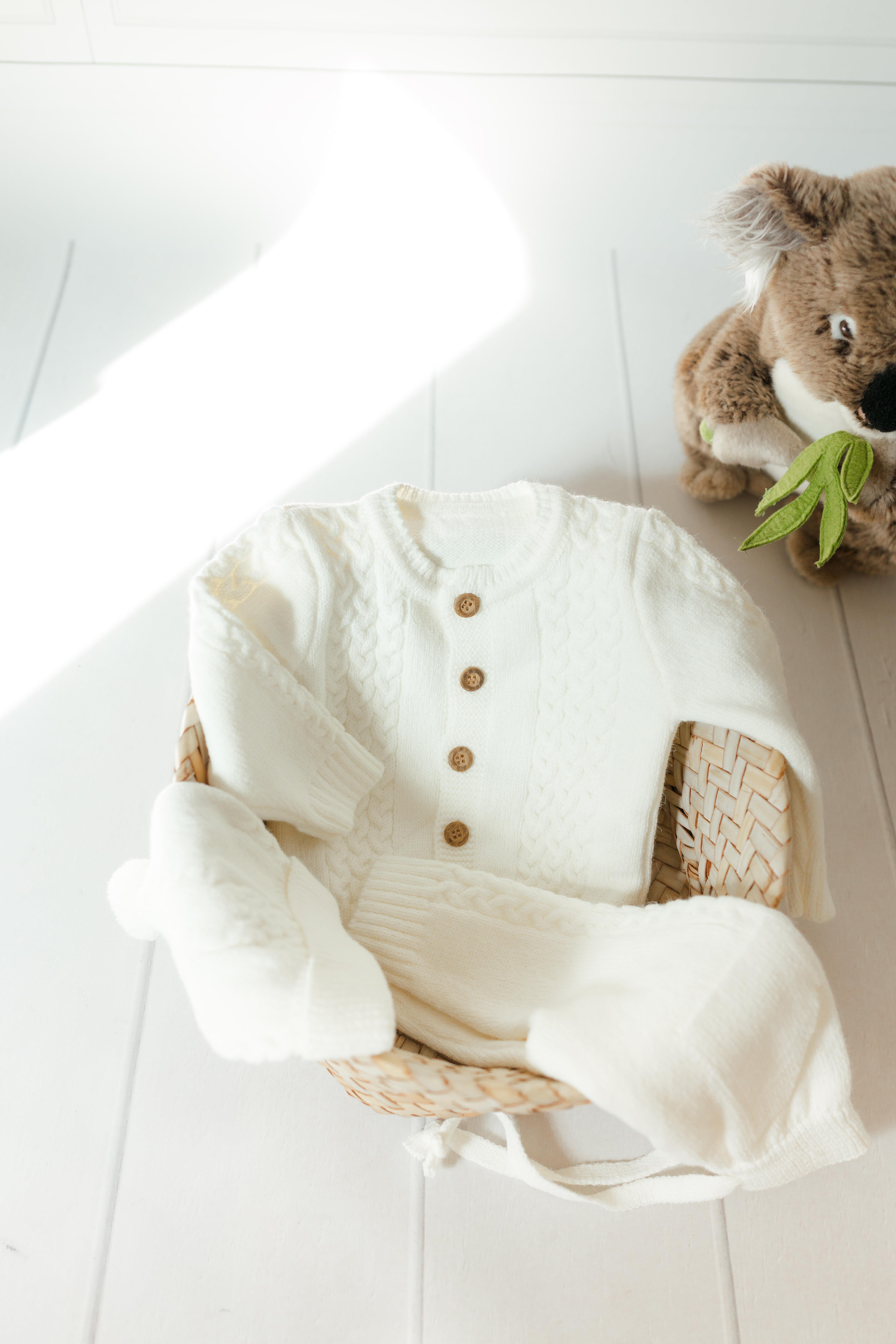 Saç Örgü Triko Bereli Alt Üst Takım Ekru