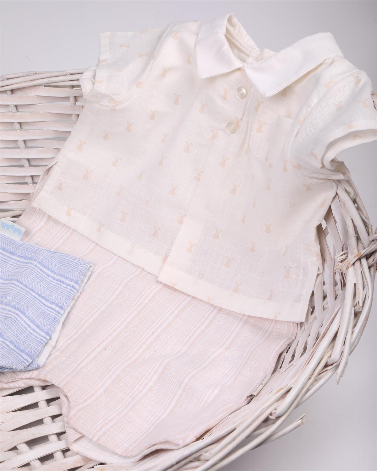 Tavşan Desenli Bebek Şortlu Tulum