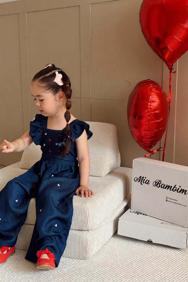 Amora Denim Kız Çocuk Tulum Lacivert