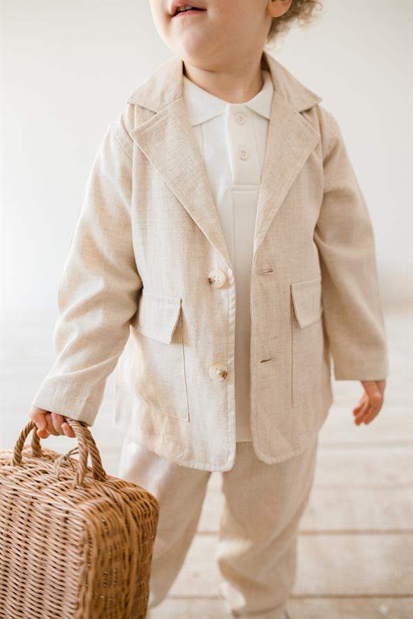 Erkek Çocuk Keten Ceket Bej