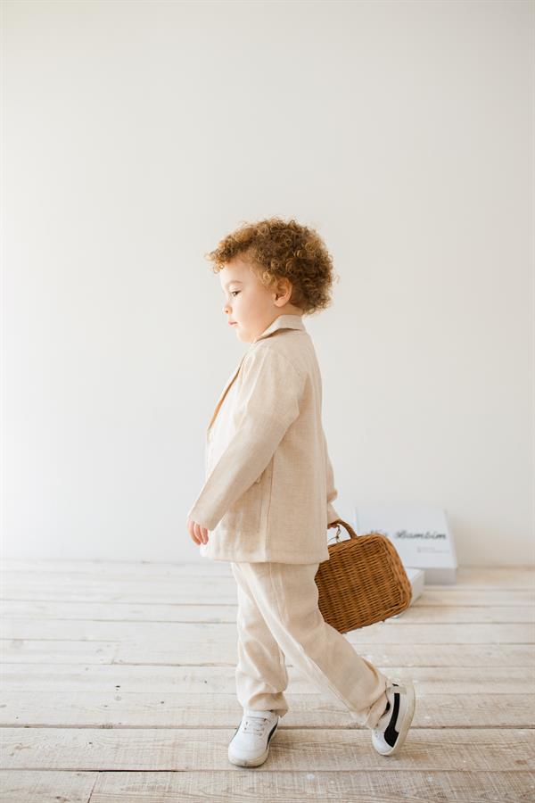 Erkek Çocuk Keten Ceket Bej