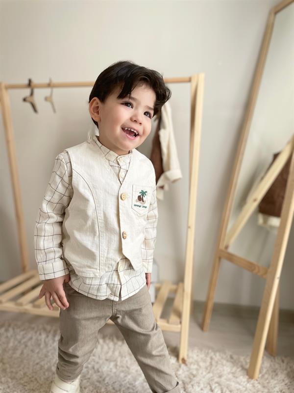 Gılberto 3lü Erkek Bebek Takım Bej