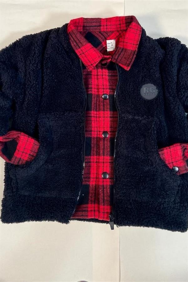 Kış Yünü Peluş Hırka Unisex Siyah