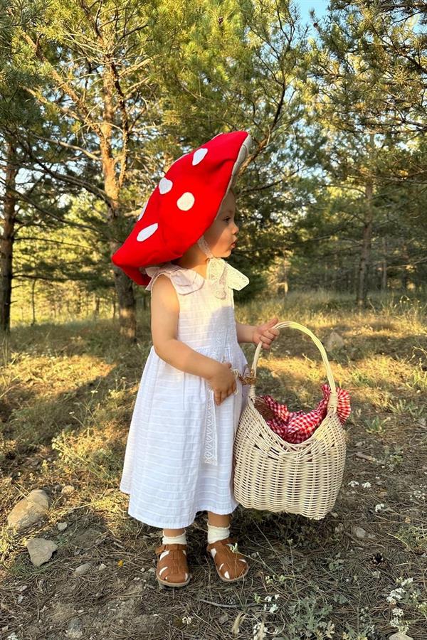 Kolları Fiyonk Detaylı Kız Bebek Elbise