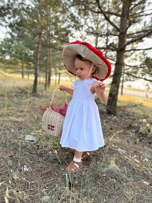 Kolları Fiyonk Detaylı Kız Bebek Elbise