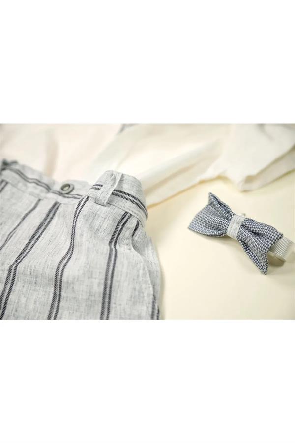 Lenzy 4lü Erkek Bebek Takım Keten Kumaş