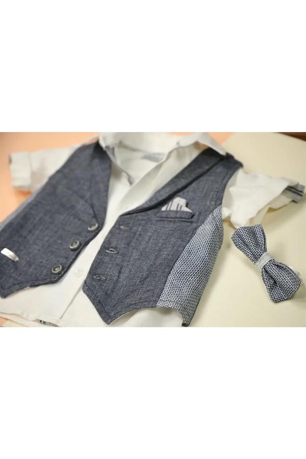 Lenzy 4lü Erkek Bebek Takım Keten Kumaş