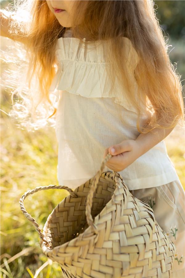 Önü Büzgülü Askılı Bluz Ekru