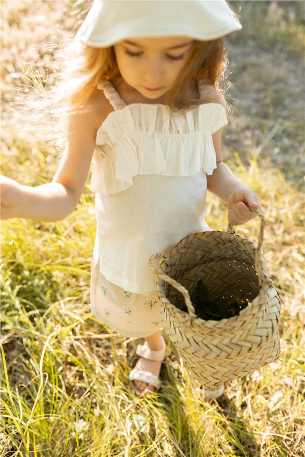 Önü Büzgülü Askılı Bluz Ekru